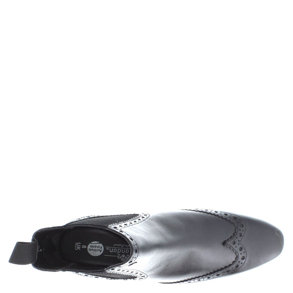 HX London Harlow Men's Leather Smart Pointed Toe Brogue Chelsea Boots