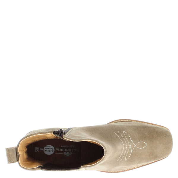 HX London Nashville Women's Suede Leather Square Toe Western Chelsea Boots