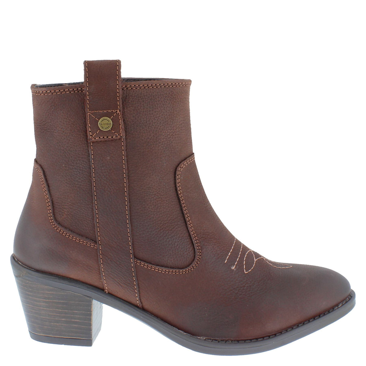 HX London Dakota Women's Leather Western Ankle Cowboy Boots