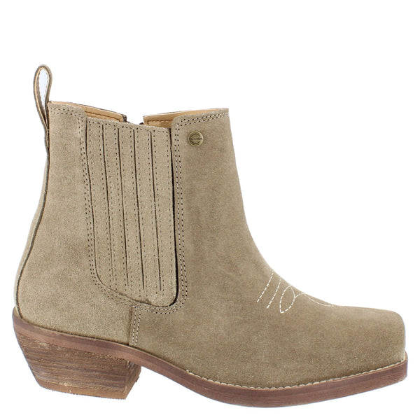 HX London Nashville Women's Suede Leather Square Toe Western Chelsea Boots