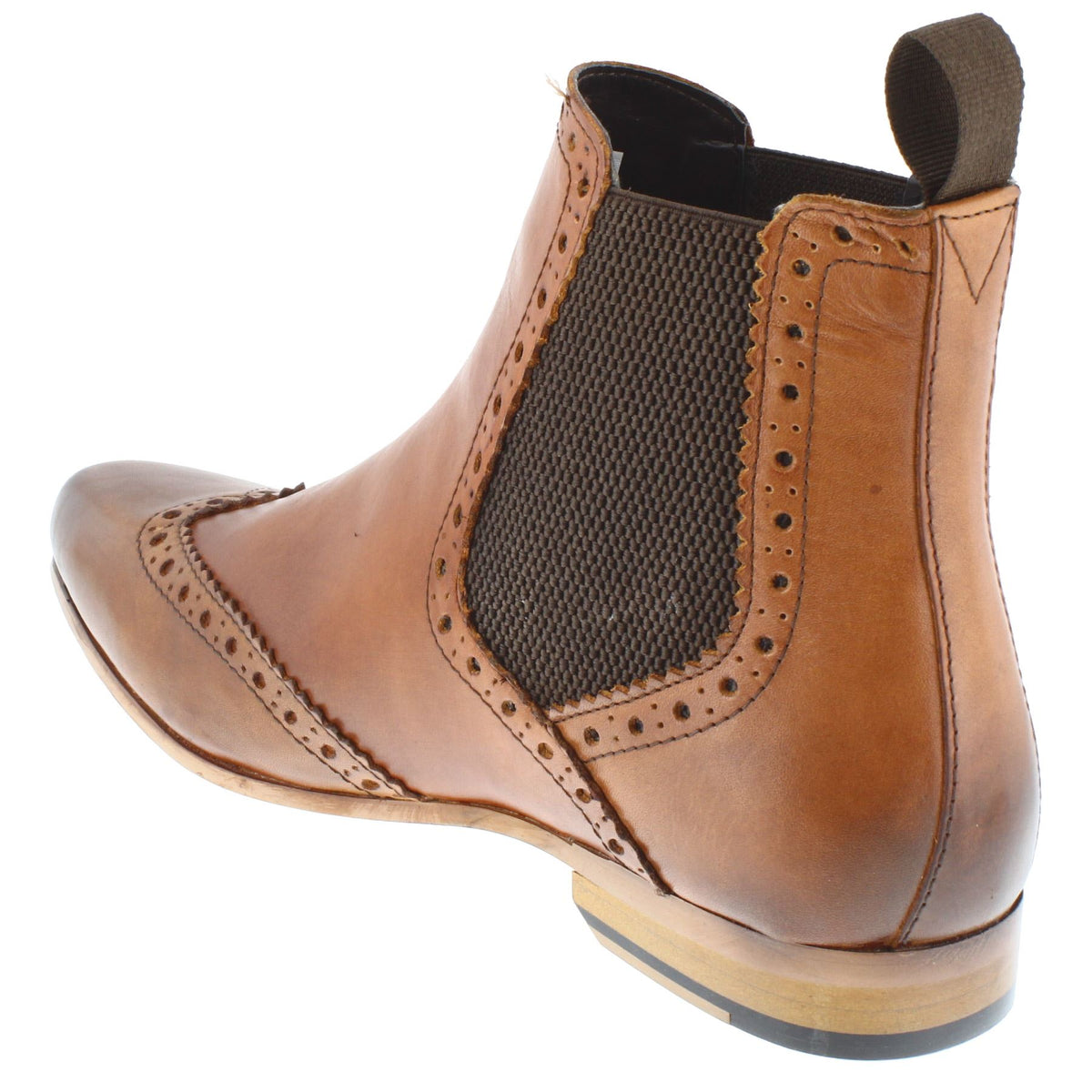 HX London Harlow Men's Leather Smart Pointed Toe Brogue Chelsea Boots