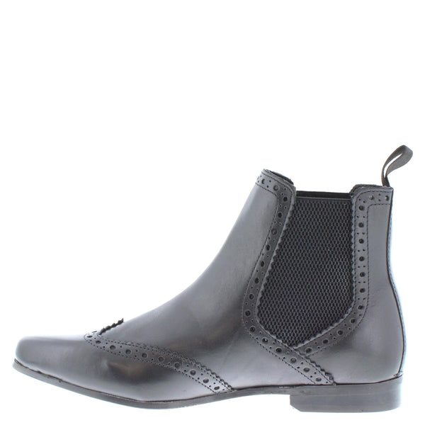 Harlow Leather Pointed Brogue Chelsea Boots