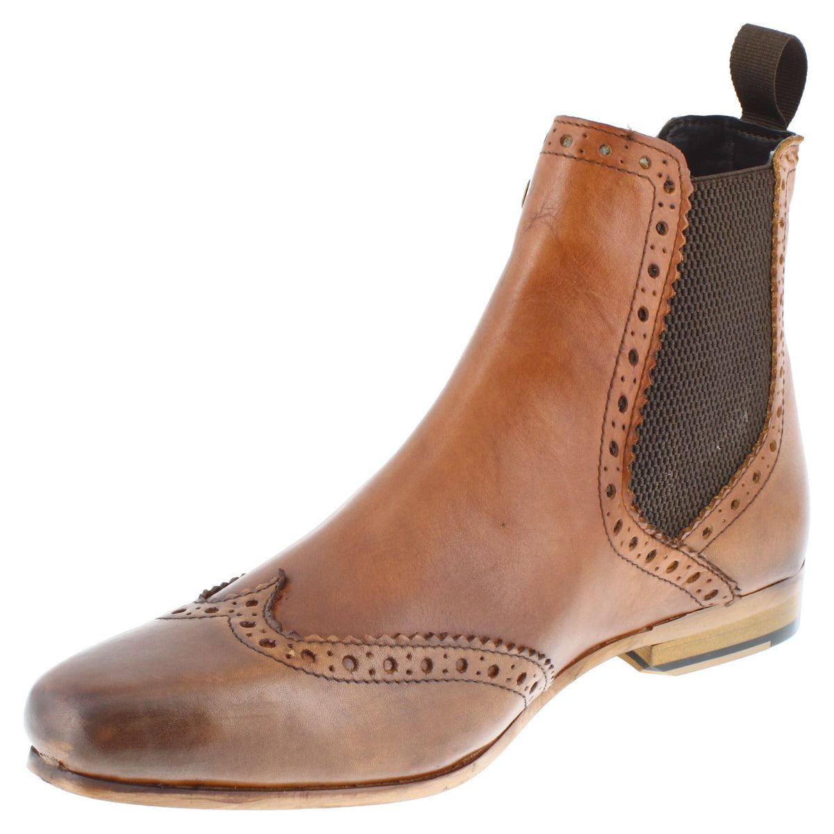 HX London Harlow Men's Leather Smart Pointed Toe Brogue Chelsea Boots