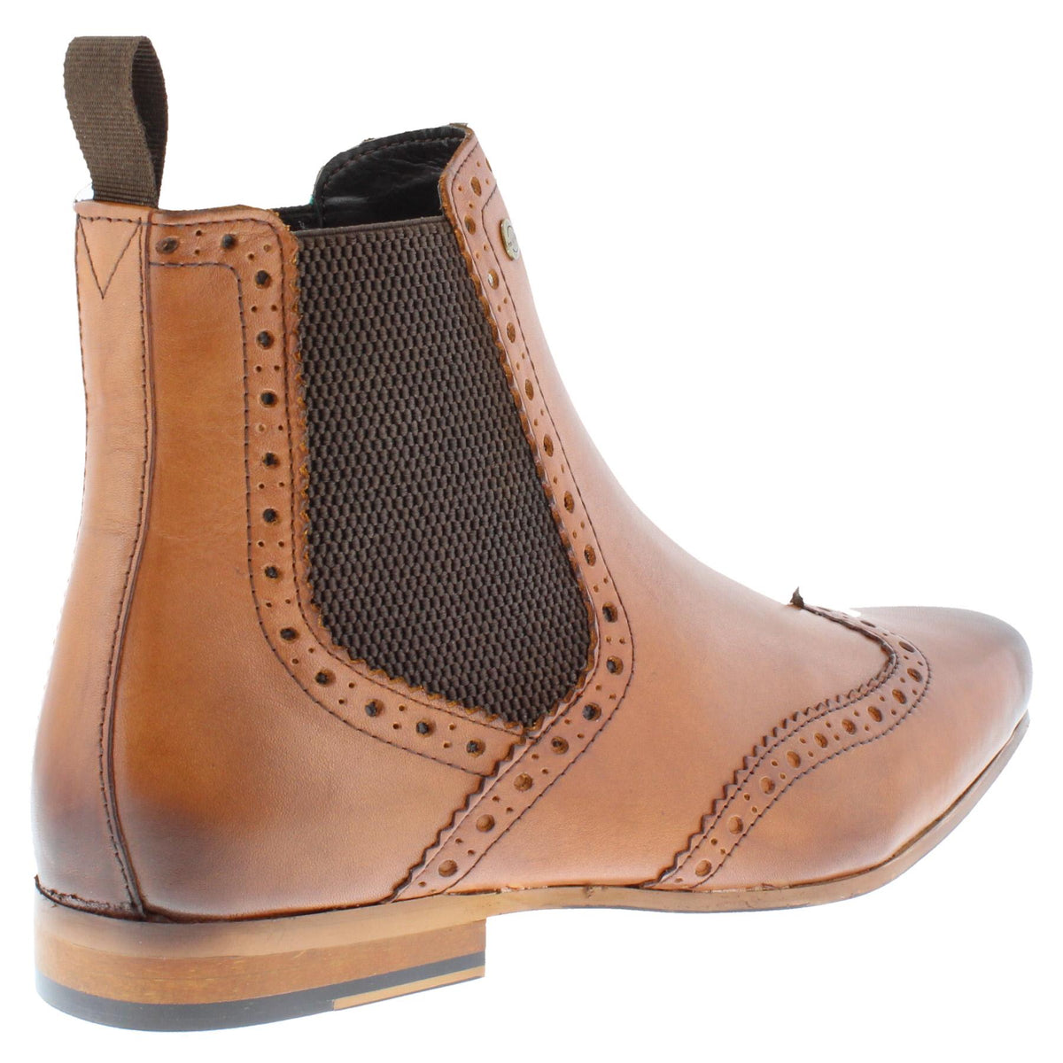 Harlow Leather Pointed Brogue Chelsea Boots