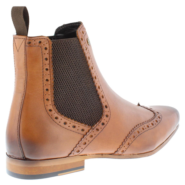 Harlow Leather Pointed Brogue Chelsea Boots