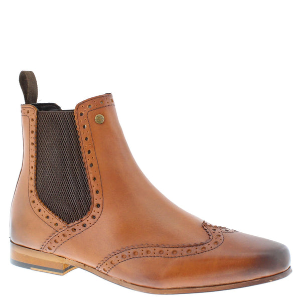 Harlow Leather Pointed Brogue Chelsea Boots