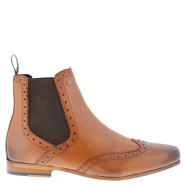 Harlow Leather Pointed Brogue Chelsea Boots