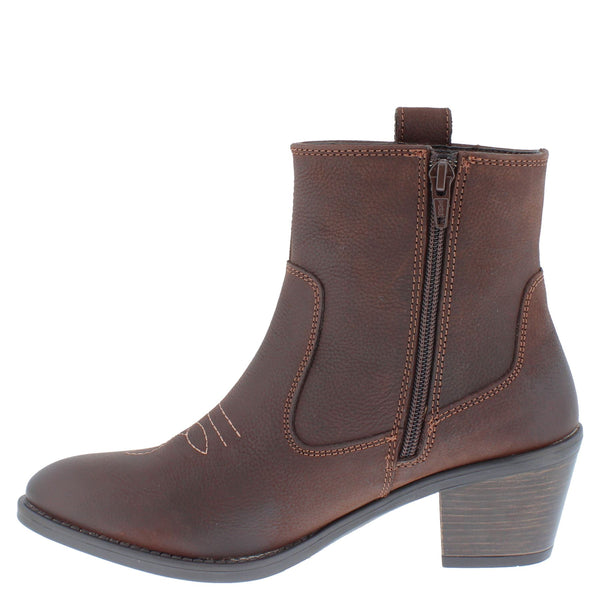 HX London Dakota Women's Leather Western Ankle Cowboy Boots