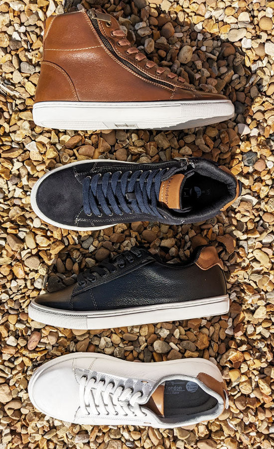  HX London Men's Leather Smart Lace Up Trainers and High Tops