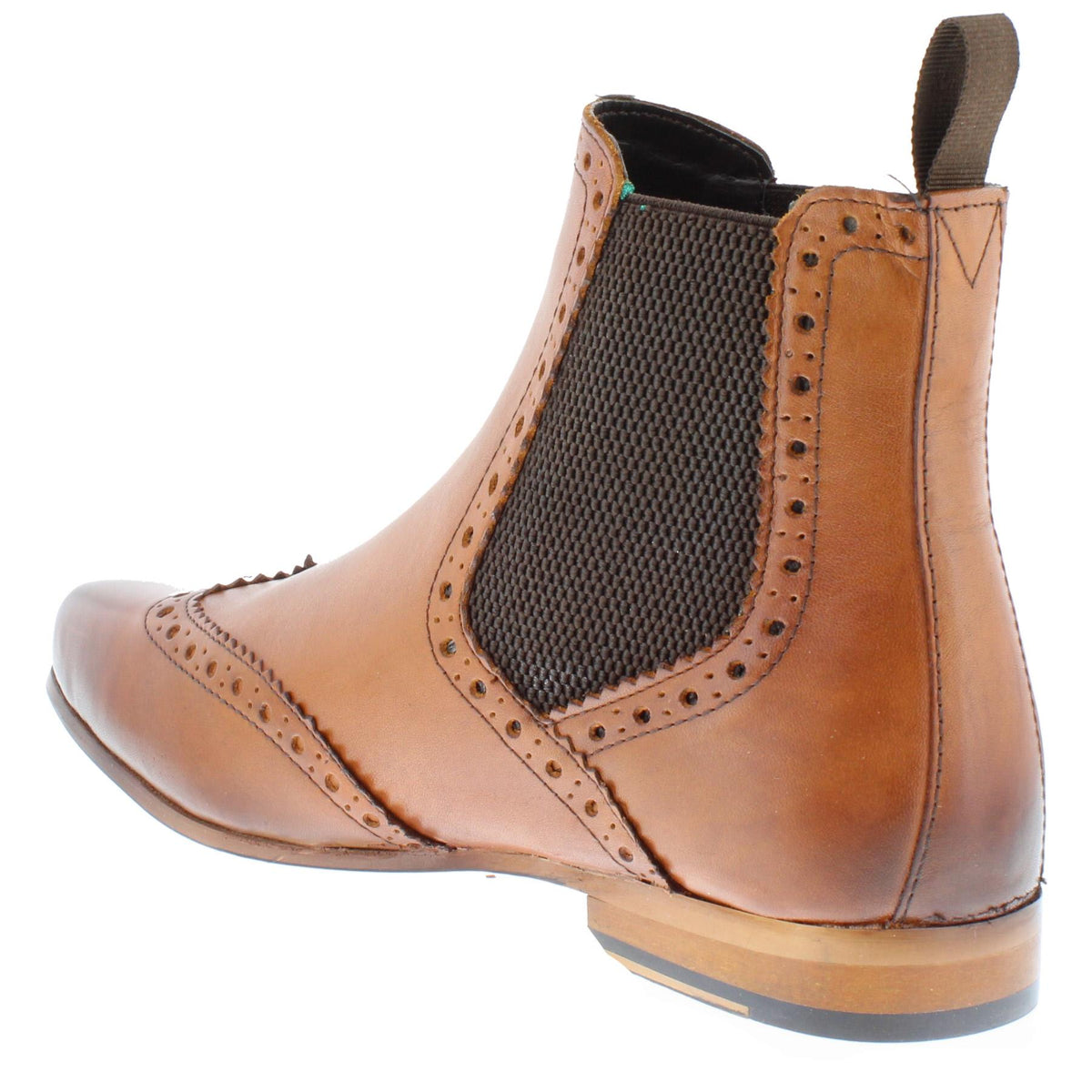 Harlow Leather Pointed Brogue Chelsea Boots