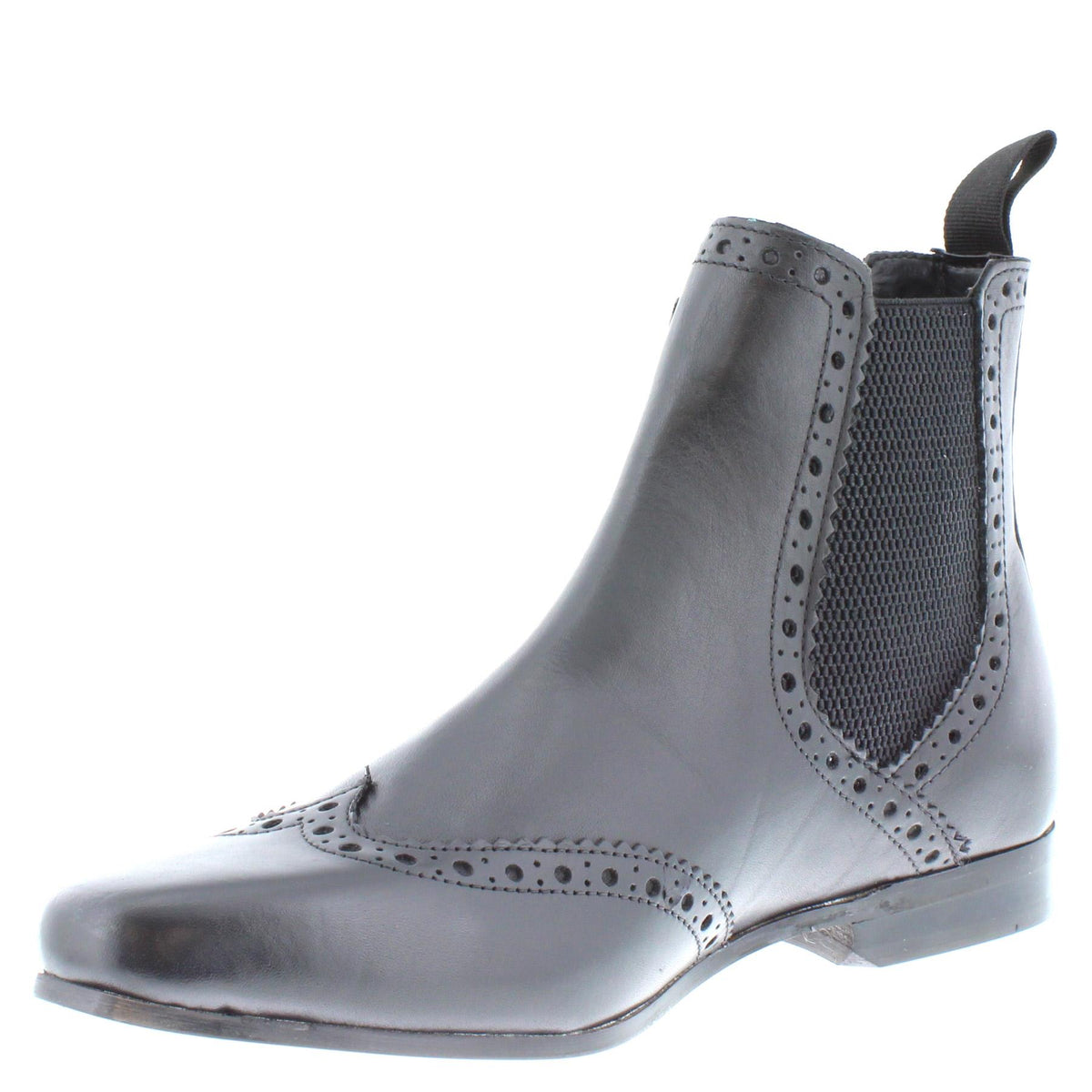 Harlow Leather Pointed Brogue Chelsea Boots