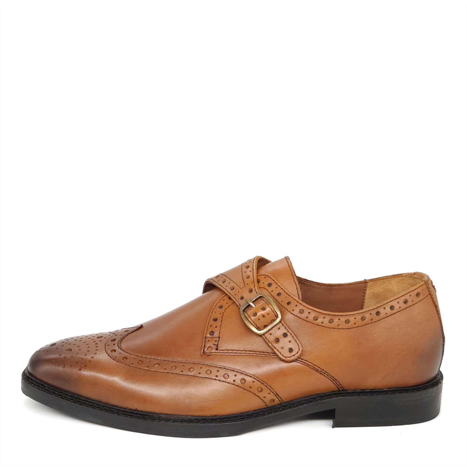 Barnet Black Monk Brogue Shoes HX London - Main Image