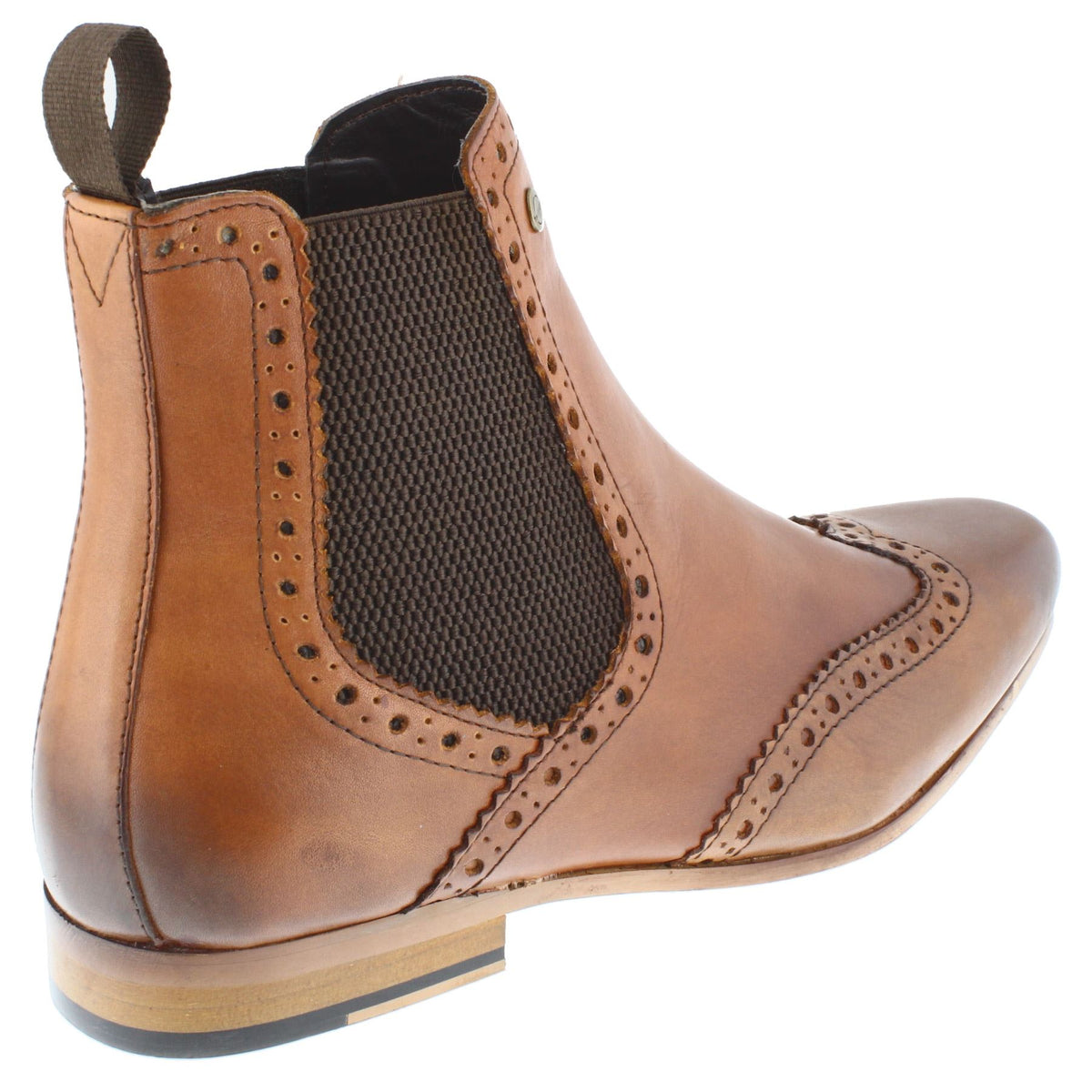 HX London Harlow Men's Leather Smart Pointed Toe Brogue Chelsea Boots