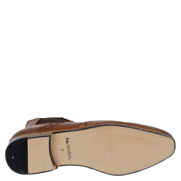 HX London Harlow Men's Leather Smart Pointed Toe Brogue Chelsea Boots