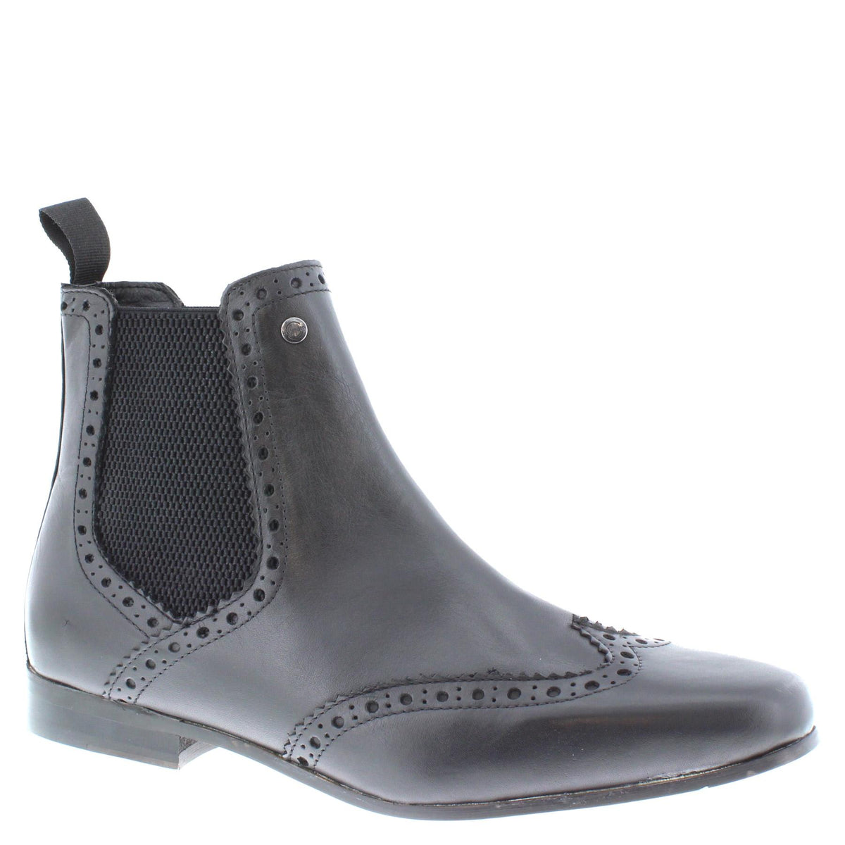 Harlow Leather Pointed Brogue Chelsea Boots